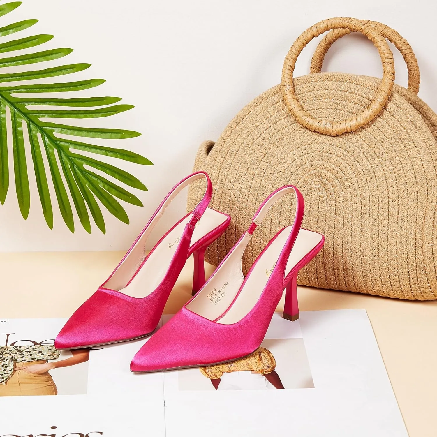 Elisabet Tang 3.14 in Trendy Slingback Stiletto Pumps for Women - Sexy Slip on Pointed Closed Toe mid High Heels Daily Party Office