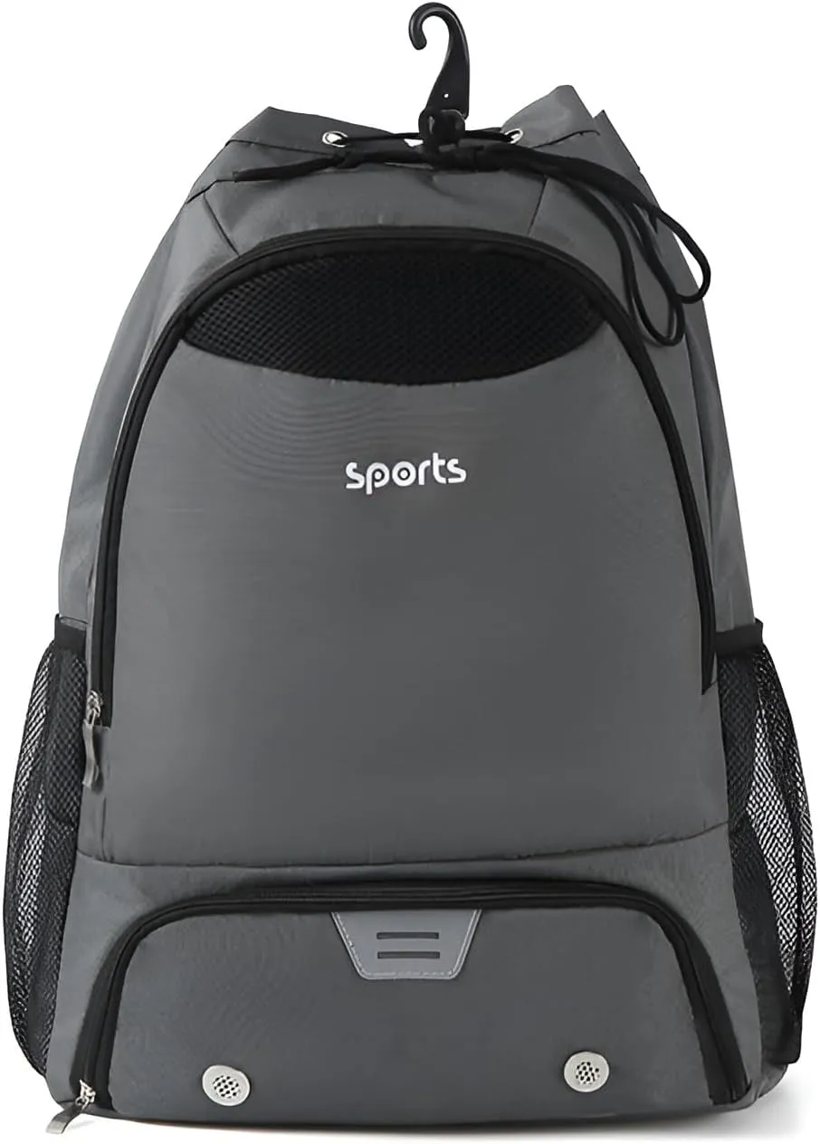 Ellniges]【Multi-Compartment Sports Duffel Bag Waterproof 600D Oxford Backpack with Ventilated Ball/Hat Storage, Detachable Shoe Pocket & Gym Hook - Lightweight Hiking/Cycling Pack for Athletes
