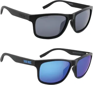 Epoch Eyewear Delta Watersports Fishing Polarized Sunglasses 2 Pair Black Frame w/Super-Hydrophobic Smoke & Blue Lenses UV Protection