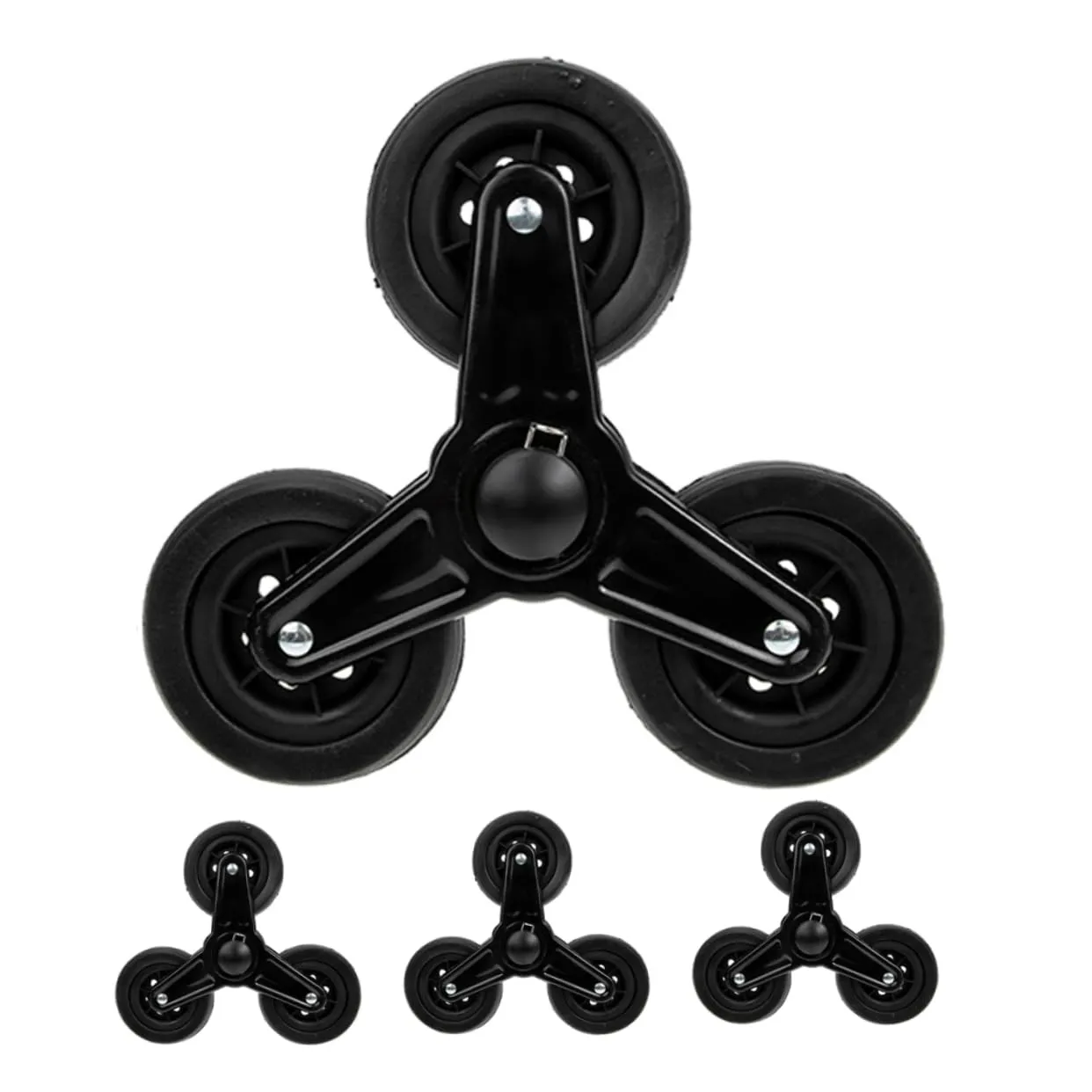 ERINGOGO Replacement Triangle Wheels for Shopping Cart 2 Pairs of Sturdy Iron Casters Stair Climbing Cart Accessories
