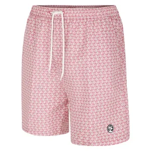 Espionage Geometric Fish Print Beach Short For Men in Mauve/White, 2XL-8XL