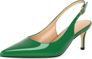 Esvowido Slingback Kitten Heels for Women 2.5 Inch Closed Pointed Toe Pumps Wedding Party Beaded Dress Shoes