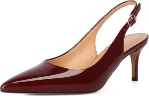 Esvowido Slingback Kitten Heels for Women 2.5 Inch Closed Pointed Toe Pumps Wedding Party Beaded Dress Shoes
