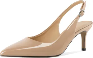 Esvowido Slingback Kitten Heels for Women 2.5 Inch Closed Pointed Toe Pumps Wedding Party Beaded Dress Shoes