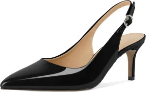 Esvowido Slingback Kitten Heels for Women 2.5 Inch Closed Pointed Toe Pumps Wedding Party Beaded Dress Shoes