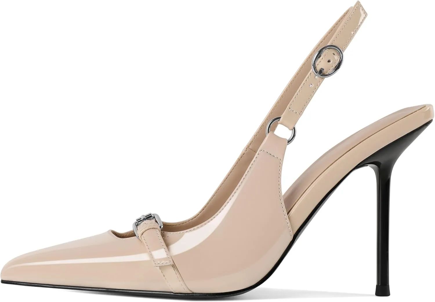 Esvowido Womens Slingback High Heels Pumps Slip-on Closed Pointed Toe Pumps Stiletto Slingback Heels Shoes Patent Leather Dress High Heels for Women