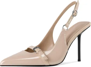 Esvowido Womens Slingback High Heels Pumps Slip-on Closed Pointed Toe Pumps Stiletto Slingback Heels Shoes Patent Leather Dress High Heels for Women