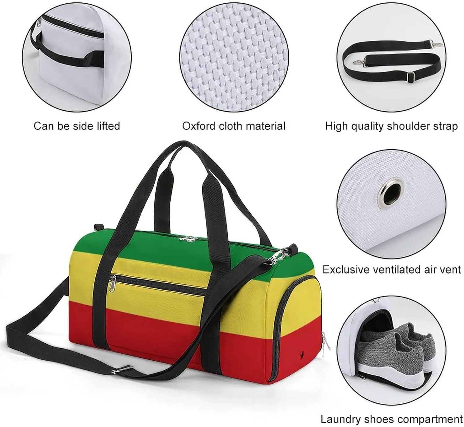 Ethiopian Flag Gym Bag-Workout Organizer with Water Resistant Compartments for Gym Lovers