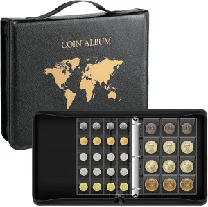 Ettonsun Coin Collection Book for Collectors, 260 LARGE Pockets Coin Collecting Storage Holder Album, Coin Collection Supplies Foreign Money Organizer Display Case for All Coins (Diam Less than 2.3")