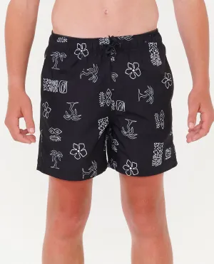 Evolution Motif Volley Boardshorts - Boy (8-16 years) - Washed Black