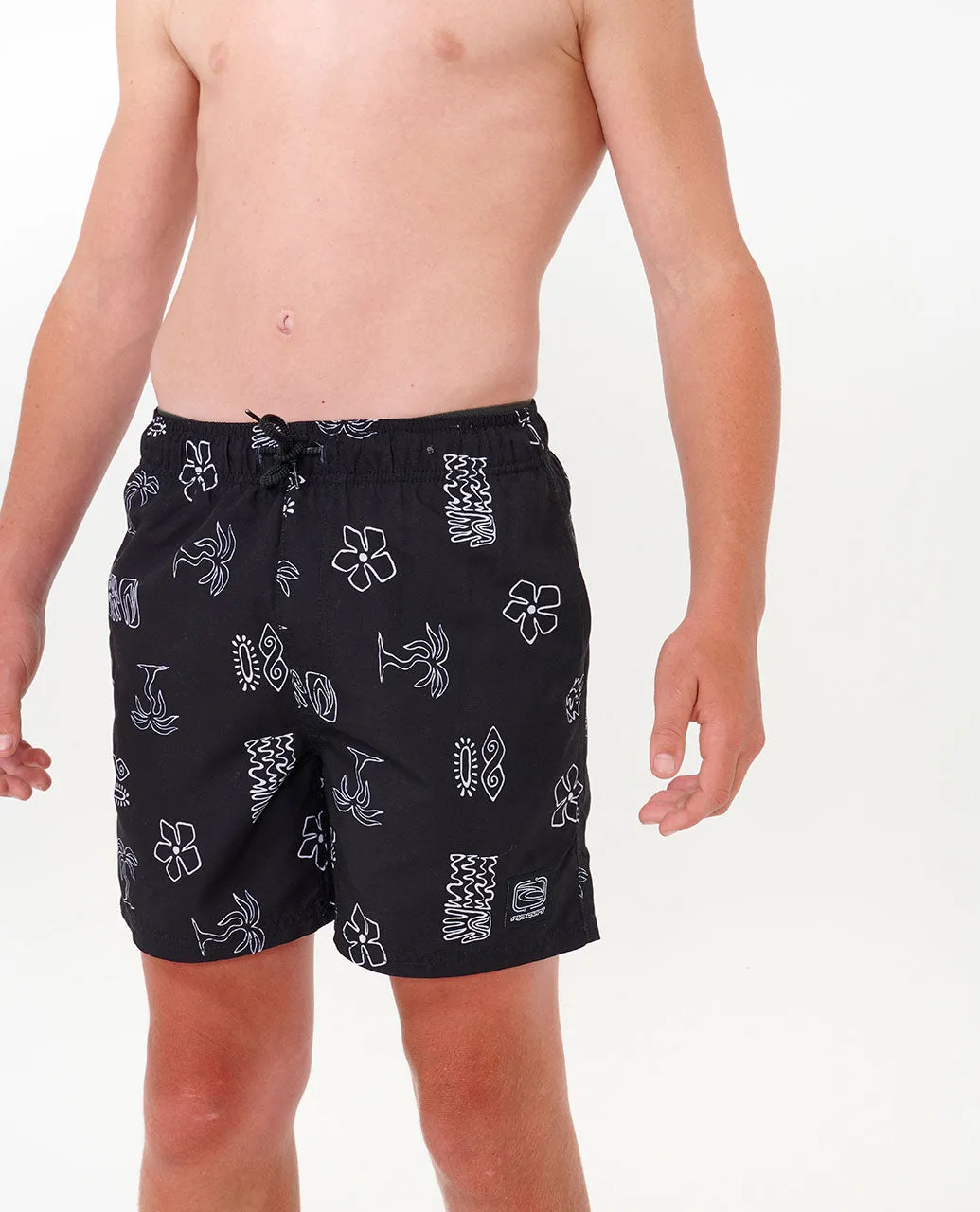 Evolution Motif Volley Boardshorts - Boy (8-16 years) - Washed Black