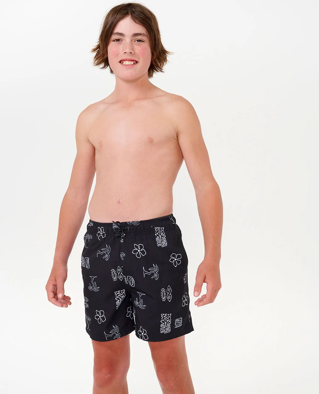 Evolution Motif Volley Boardshorts - Boy (8-16 years) - Washed Black