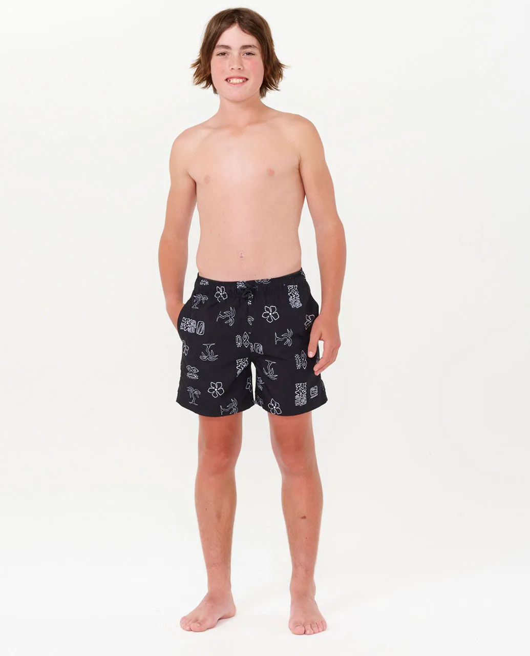 Evolution Motif Volley Boardshorts - Boy (8-16 years) - Washed Black