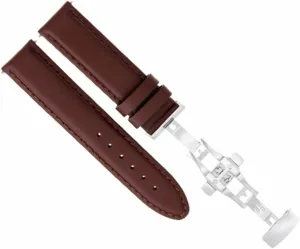 Ewatchparts 18mm Smooth Leather Watch Band Strap Deployment Compatible With Omega Seamaster Tan Light Brown