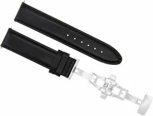 Ewatchparts 20mm Leather Watch Band Strap Smooth Waterproof Compatible With Raymond Weil 5466 4895/1 Black