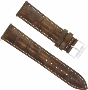 Ewatchparts 22mm Leather Watch Band Strap Compatible With Vacheron Constantin Light Brown With White Stitching