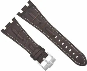 Ewatchparts 28mm Leather Watch Band Strap Compatible With Ap 42mm Audemars Piguet Roo Brown White