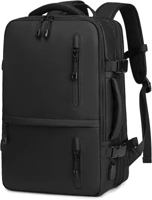 Expandable 40l Oversized Travel Backpack With Usb Charging Port Carry-On Backpack Flight Approved 17 Inch Waterproof Laptop Hiking Backpack Casual Business Weekend Overnight Tote Bag