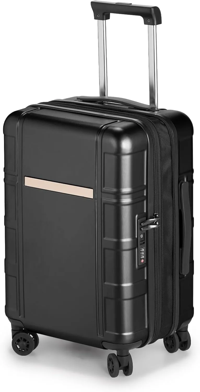 Expandable Carry on Luggage 22x14x9 Airline Approved, ABS PC HardShell Small Suitcase with Wheels, Waterproof Durable Carry on Suitcase with TSA Lock for Travel Business - Black, 20In