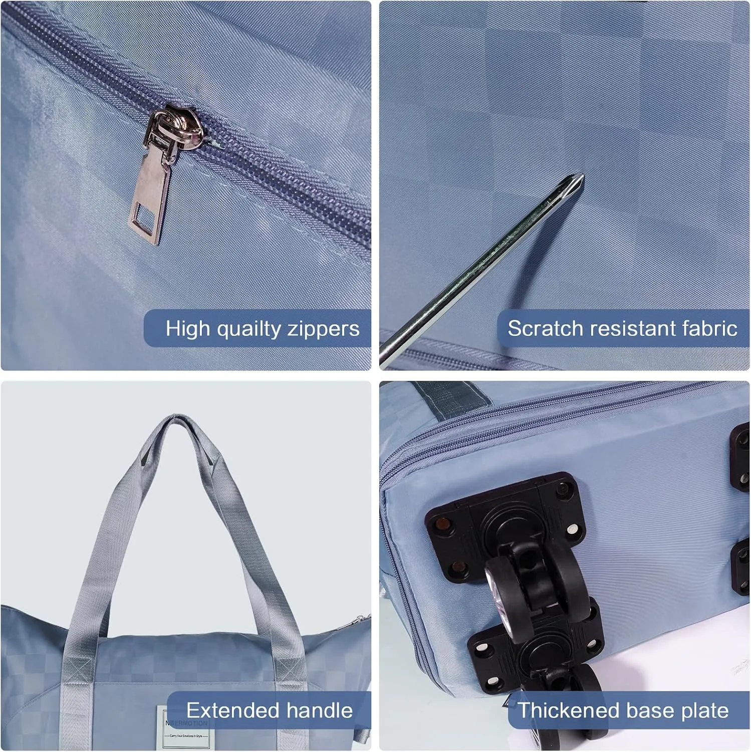 Expandable Rolling Duffle Bag - Large Carry-On With Spinner Wheels, Foldable Weekend Travel Bag, 28-58L Capacity(Blue)