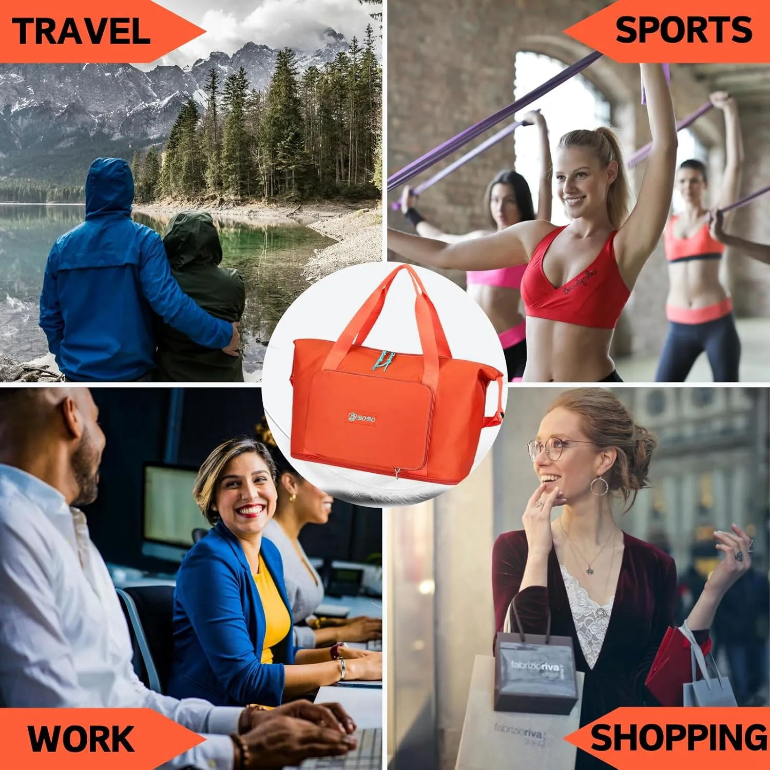 Expandable Travel Duffle Bag for Women Men, Lightweight Foldable Travel Tote Bags Gym Bag, Large Waterproof Carry On Weekender Overnight Bag with Wet Pocket for Workout, Fitness, Shopping Wine Red