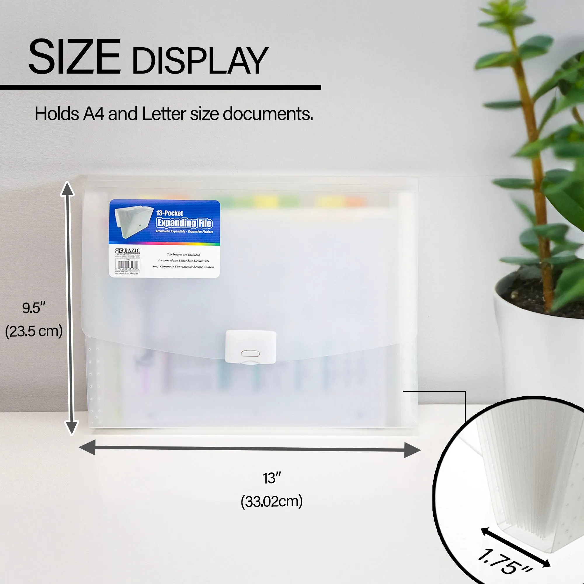 Expanding File Letter Size Translucent Poly 13-Pocket