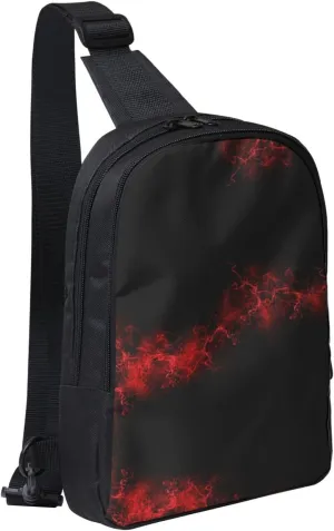 Explosion Burst Red Black Crossbody Backpack Travel Hiking Daypack Small Chest Bag For Women Men Outdoor Sports
