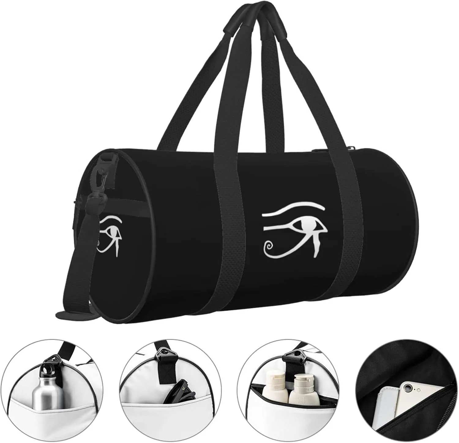 Eye Of Ra Horus Egyptian God Travel Luggage Duffel Bag Sports Rolling Foldable Duffel Bag, Black