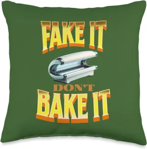 Fake It, Don't Bake It-Sunless Tan Enthusiast Throw Pillow, 16x16, Multicolor