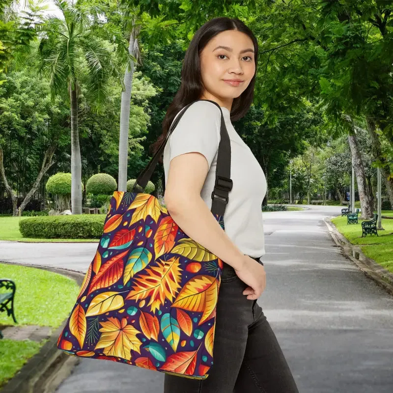 Fall Leaves Tote Bag with Zipper and Adjustable Straps