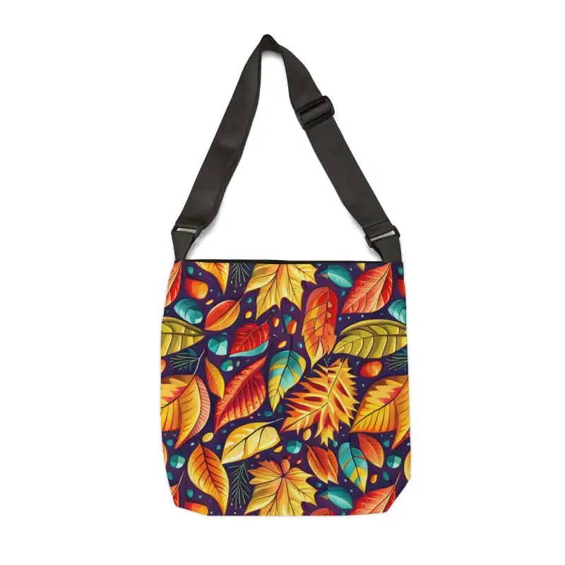 Fall Leaves Tote Bag with Zipper and Adjustable Straps