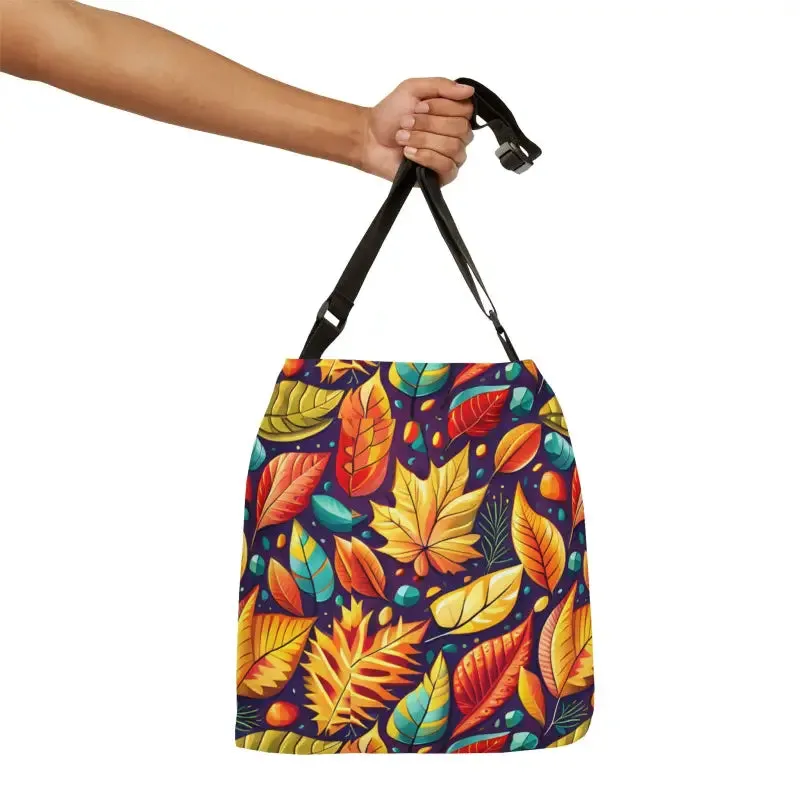 Fall Leaves Tote Bag with Zipper and Adjustable Straps