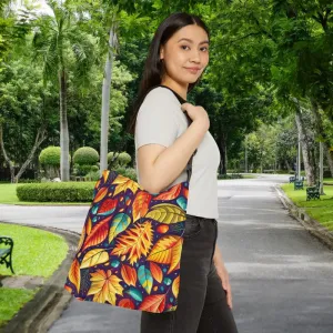 Fall Leaves Tote Bag with Zipper and Adjustable Straps