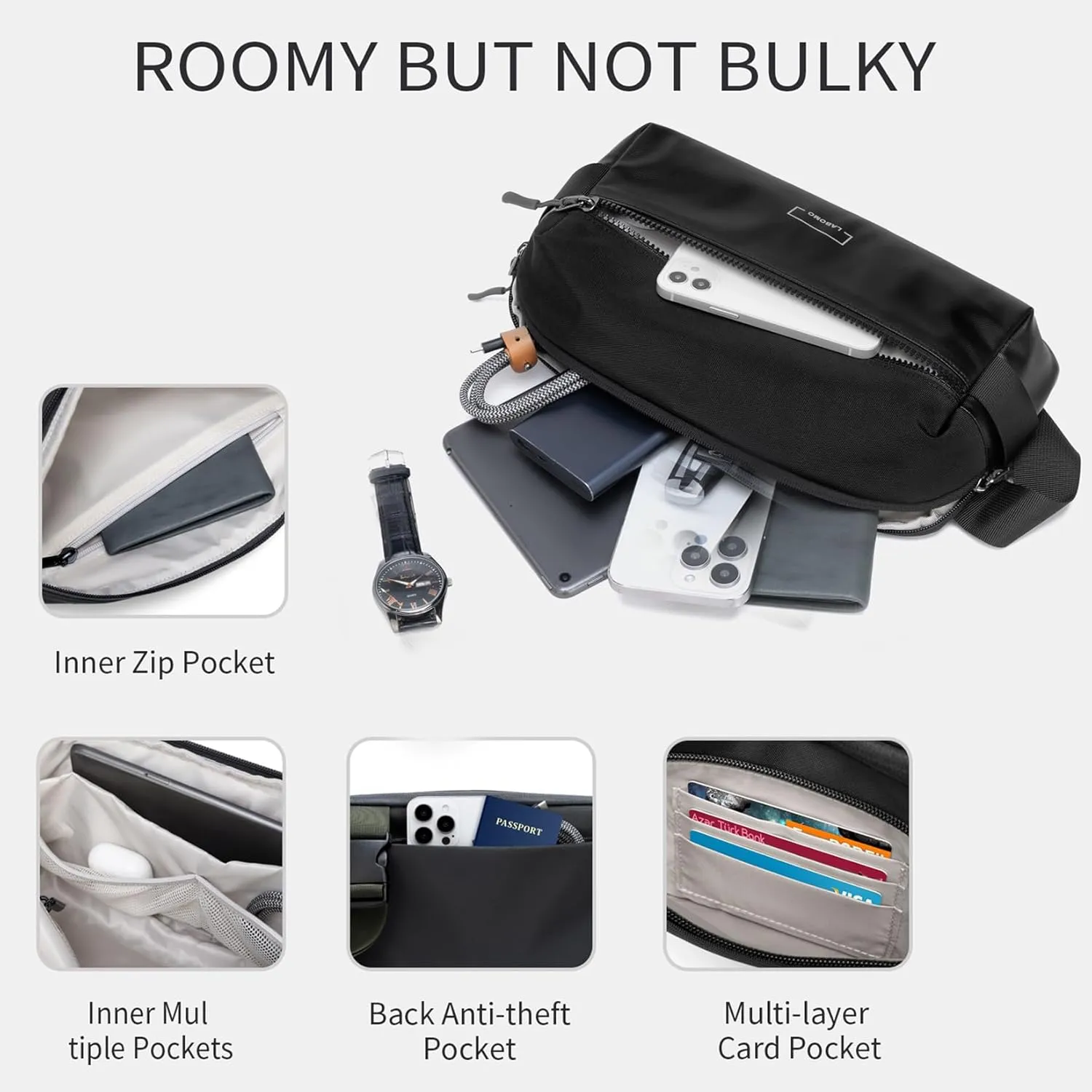 Fanny Pack Crossbody Bag for Women and Men, Waterproof Sling Bag with Adjustable Strap, Fashion Waist Pack for Traveling Hiking 2024