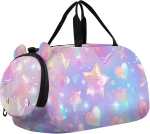 Fantasy Stars Youth Sports Duffel Bag with Ventilated Shoe Compartment|All-Season Lightweight Travel Gym Bag for Girls & Boys|Water-Resistant Gear Bag