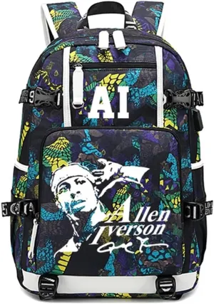 FANwenfeng Basketball Player Iverson Luminous Backpack Travel Daypack Fans Bag (Style 4)