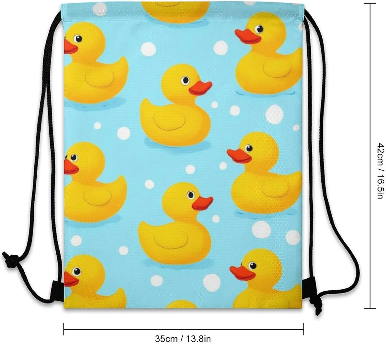 Fashion Adults Drawstring Bag, Yellow Rubber Duck Print Lightweight Backpack with Sturdy Cord Shoulder Strap, Large Capacity Shoulder Bags for Picnics