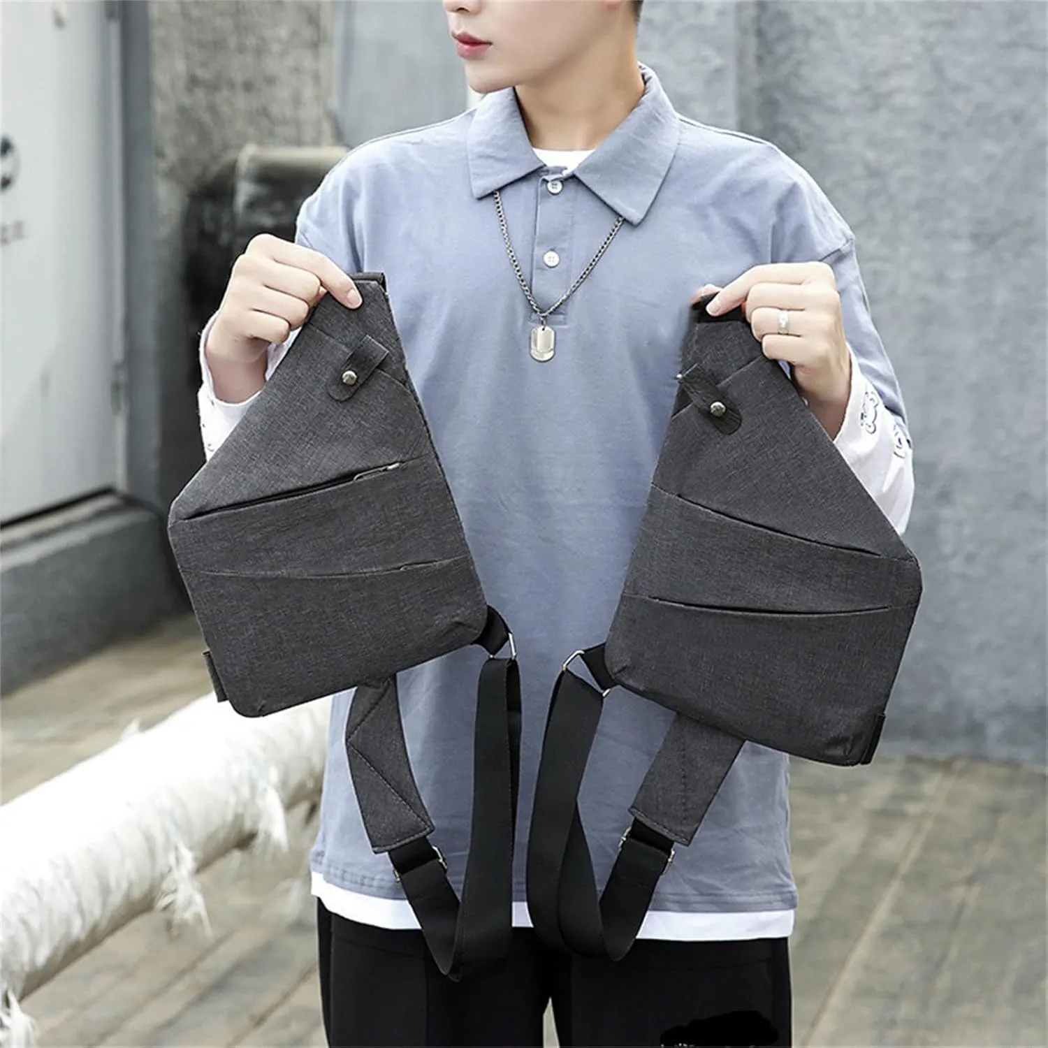 Fashion Anti-Theft Slim Sling Bag,2023 New Sash Bag Personal Pocket Bag for Travel, Side Crossbody Backpack (Black,Right Shoulder)