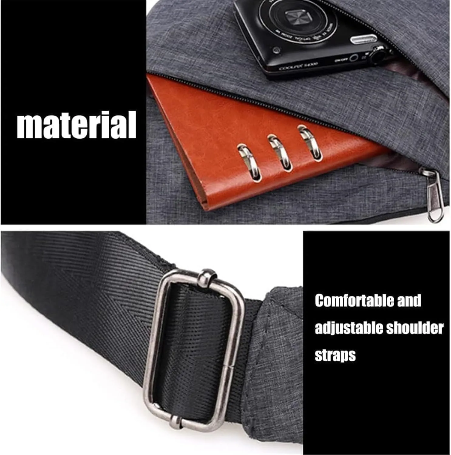 Fashion Anti-Theft Slim Sling Bag,2023 New Sash Bag Personal Pocket Bag for Travel, Side Crossbody Backpack (Black,Right Shoulder)