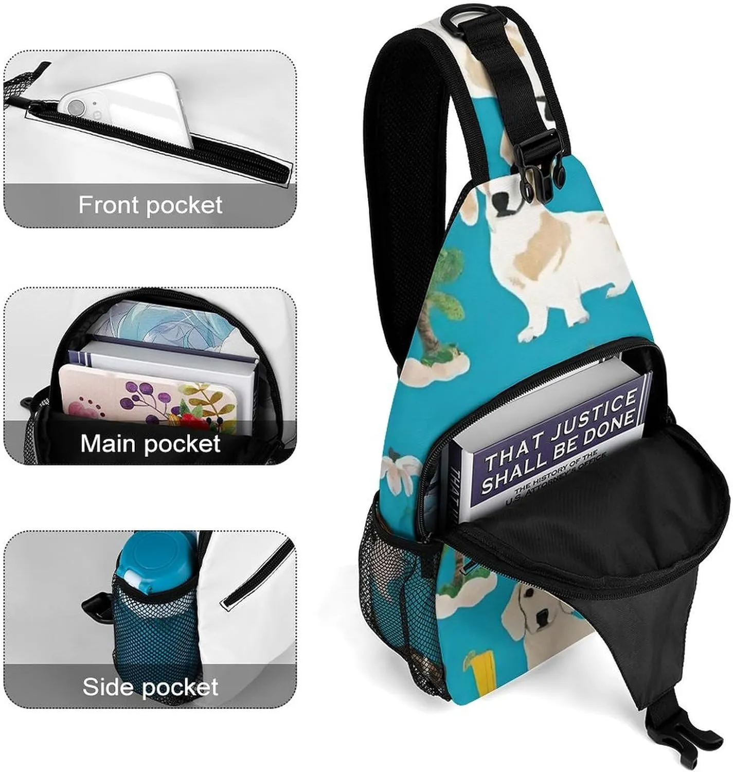 Fashion Sling Backpack, Rucksack, Dachshund Dog Art Crossbody Daypacks Chest Shoulder Packs, Carry On Bag, Outdoor Sport Daypack Travel Bag for Men Women