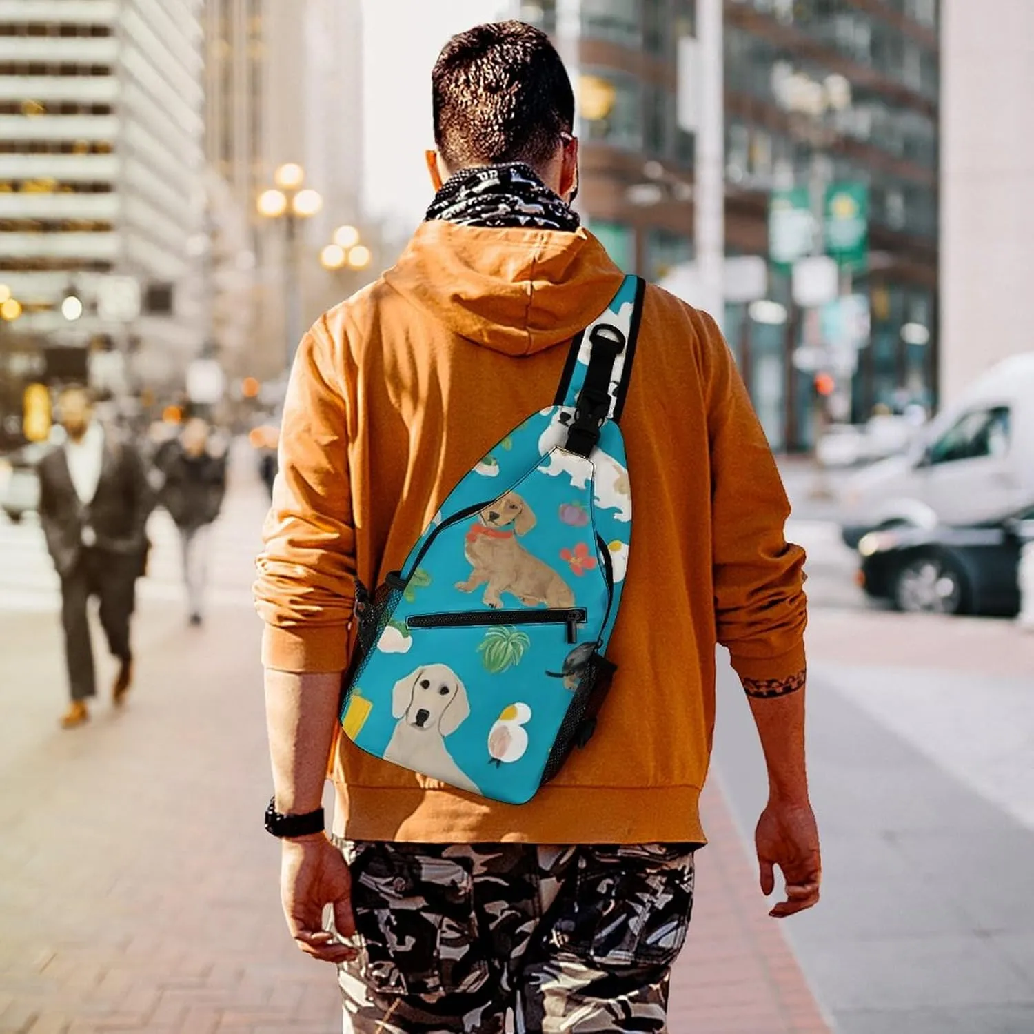 Fashion Sling Backpack, Rucksack, Dachshund Dog Art Crossbody Daypacks Chest Shoulder Packs, Carry On Bag, Outdoor Sport Daypack Travel Bag for Men Women