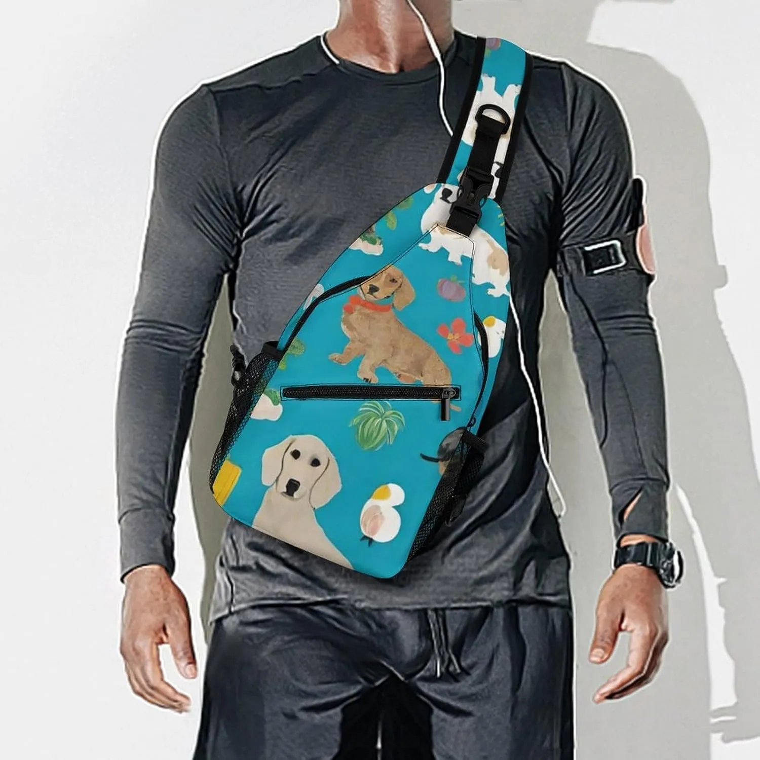 Fashion Sling Backpack, Rucksack, Dachshund Dog Art Crossbody Daypacks Chest Shoulder Packs, Carry On Bag, Outdoor Sport Daypack Travel Bag for Men Women