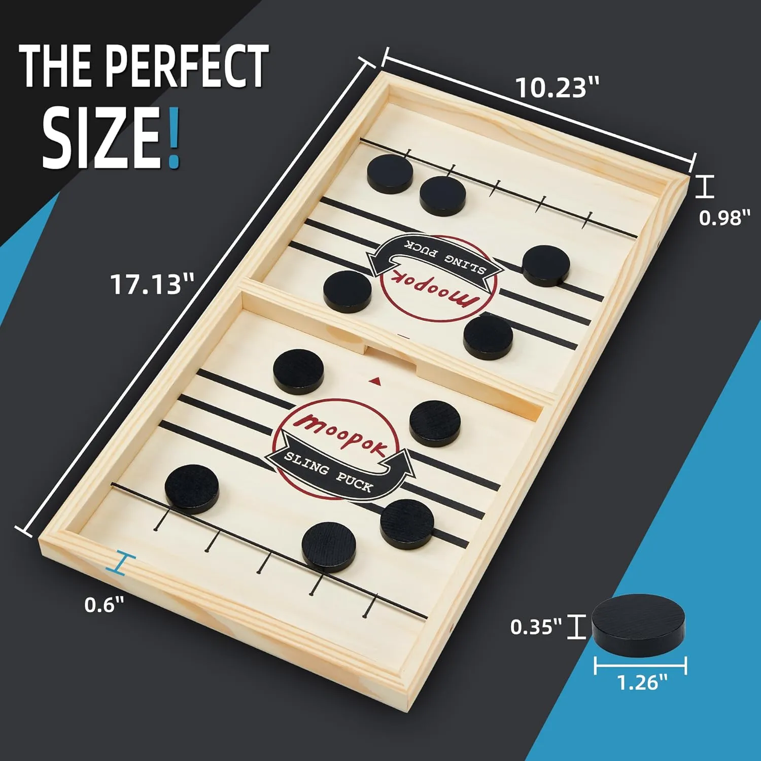 Fast Sling Puck Game - Fast Action Foosball Table Super Winner Wooden Air Hockey Board Game - Desktop Battle Slingshot Game - Fun for Family Game or Party with Friends