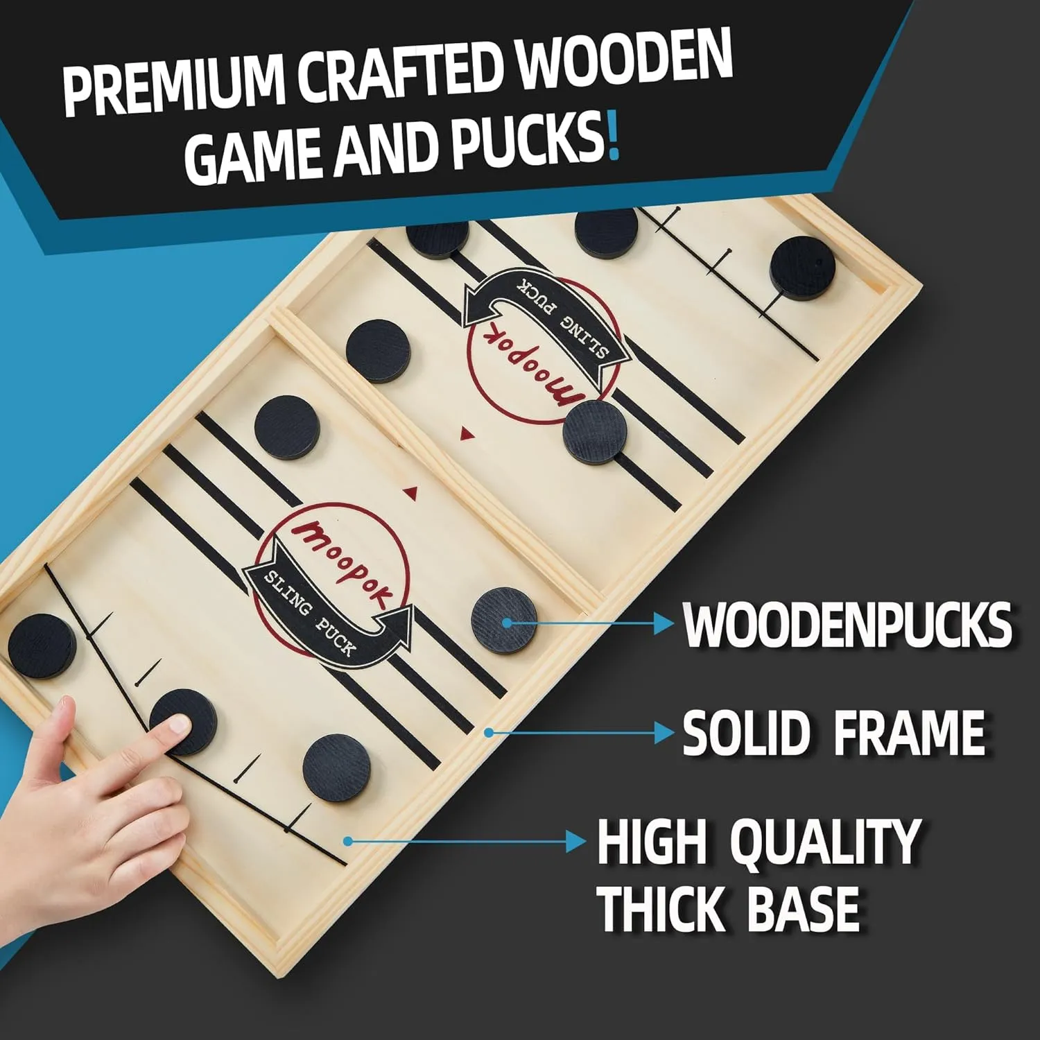 Fast Sling Puck Game - Fast Action Foosball Table Super Winner Wooden Air Hockey Board Game - Desktop Battle Slingshot Game - Fun for Family Game or Party with Friends