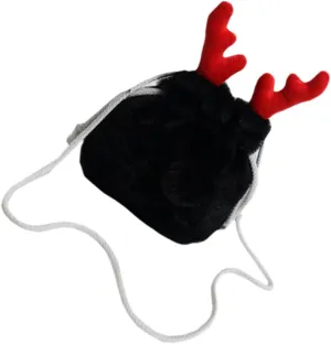 Faux Fur Bag with Reindeer Antlers - Stylish Drawstring Bucket Purse for Women and - for Casual Outings and Holiday Parties Versatile and Fun
