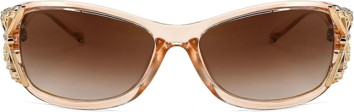 FEISEDY Trendy Polarized Y2K Sunglasses Wrap Around Butterfly Design Fashion Sunnies UV400 Protection B0078