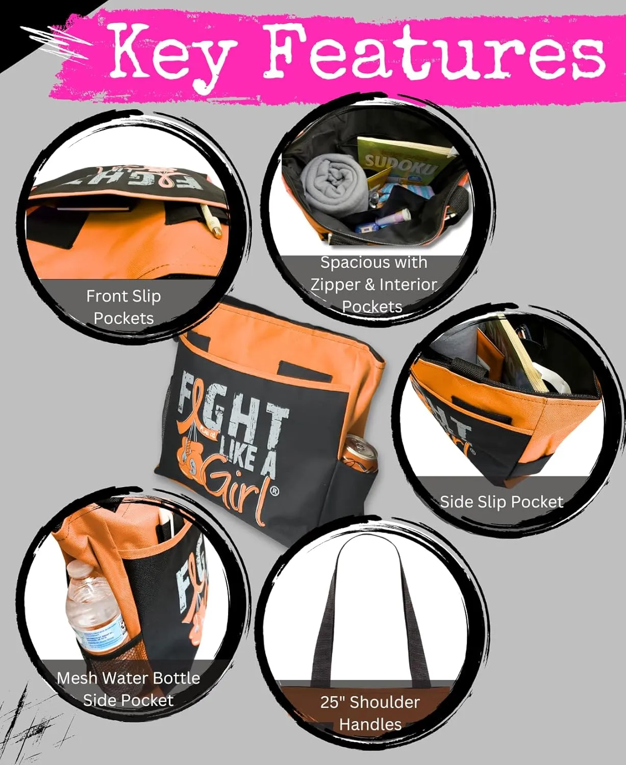 Fight Like a Girl Knockout Dakota 5-Pocket Tote Bag