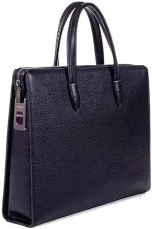 Fingerprint Lock Leather Business Briefcase,14" inches Laptop Compartment Waterproof Anti-theft Business Bag for Man Woman,Black
