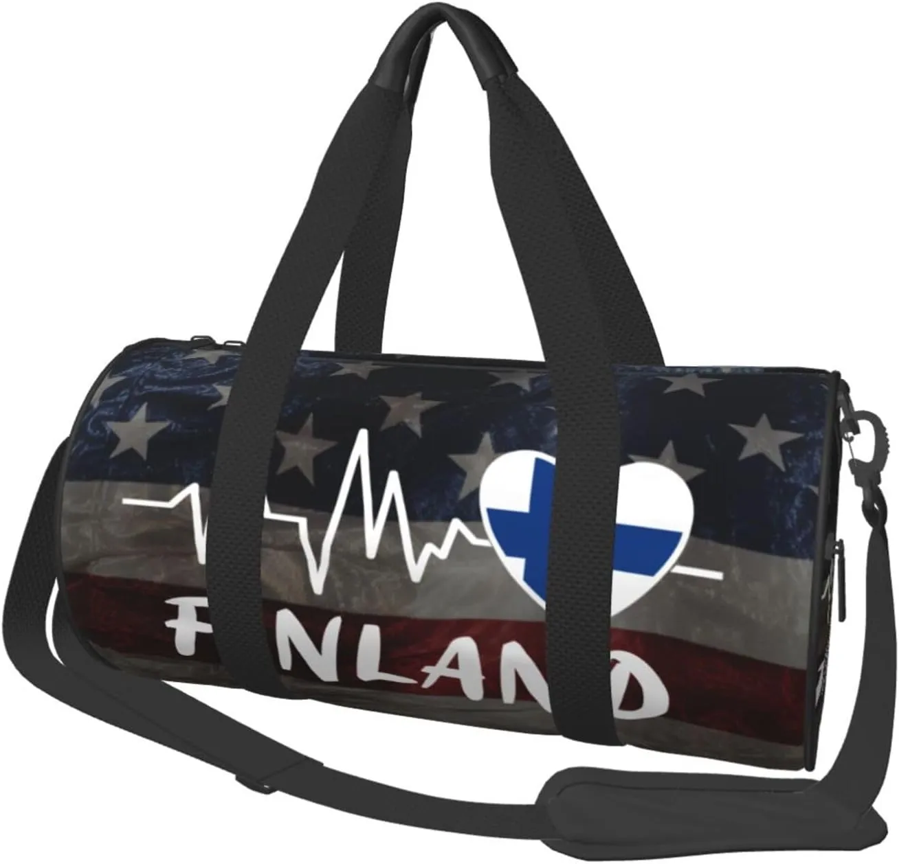 Finland Heartbeat Duffel Bag Gym Bag Travel Sports Tote Large Foldable Beach Swim Yoga7