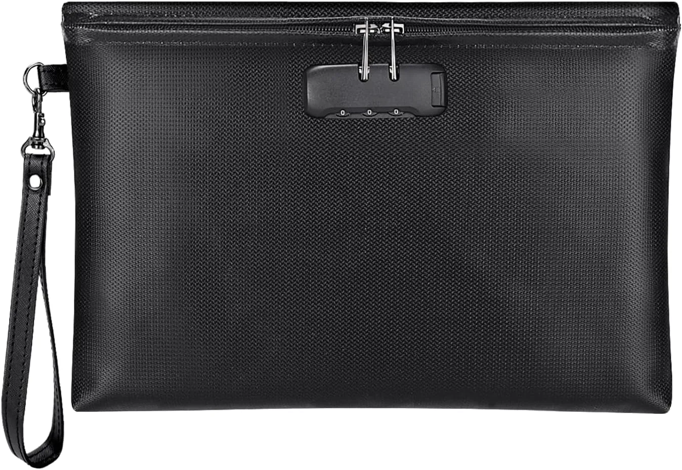 Fireproof Money Bag with Lock, ZOOPIP 11.2"x7.6" Fireproof Cash Bag with Zipper Closure, Storage Pouch for A5 Size Document, Cheque, Cash, Cell Phone, Tablet, Credit Card, Passport, Jewelry (Black)